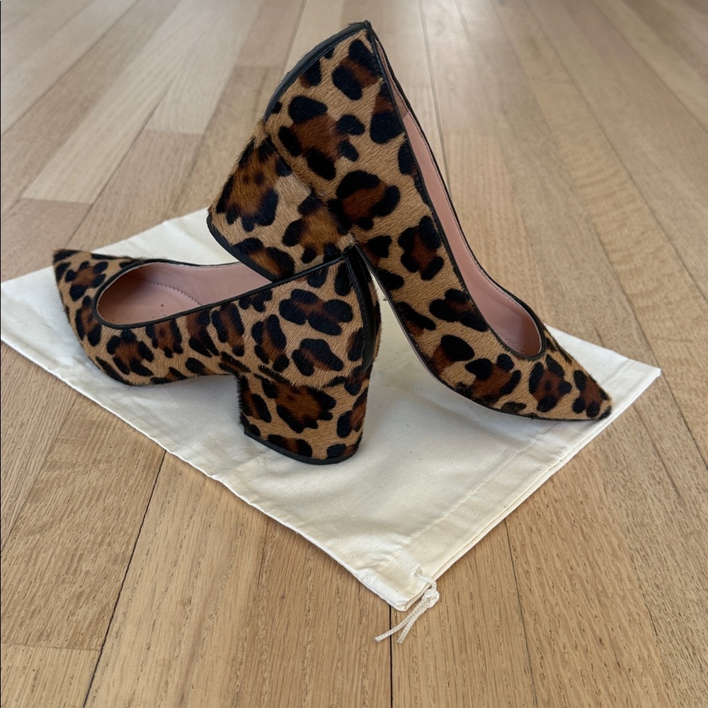 J. Crew Leopard-Hair Pointed Block Heel Pumps - Brown/Black - Picture 2 of 5